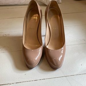 Christian Louboutin New Simple 120 nude patent pump 38.5